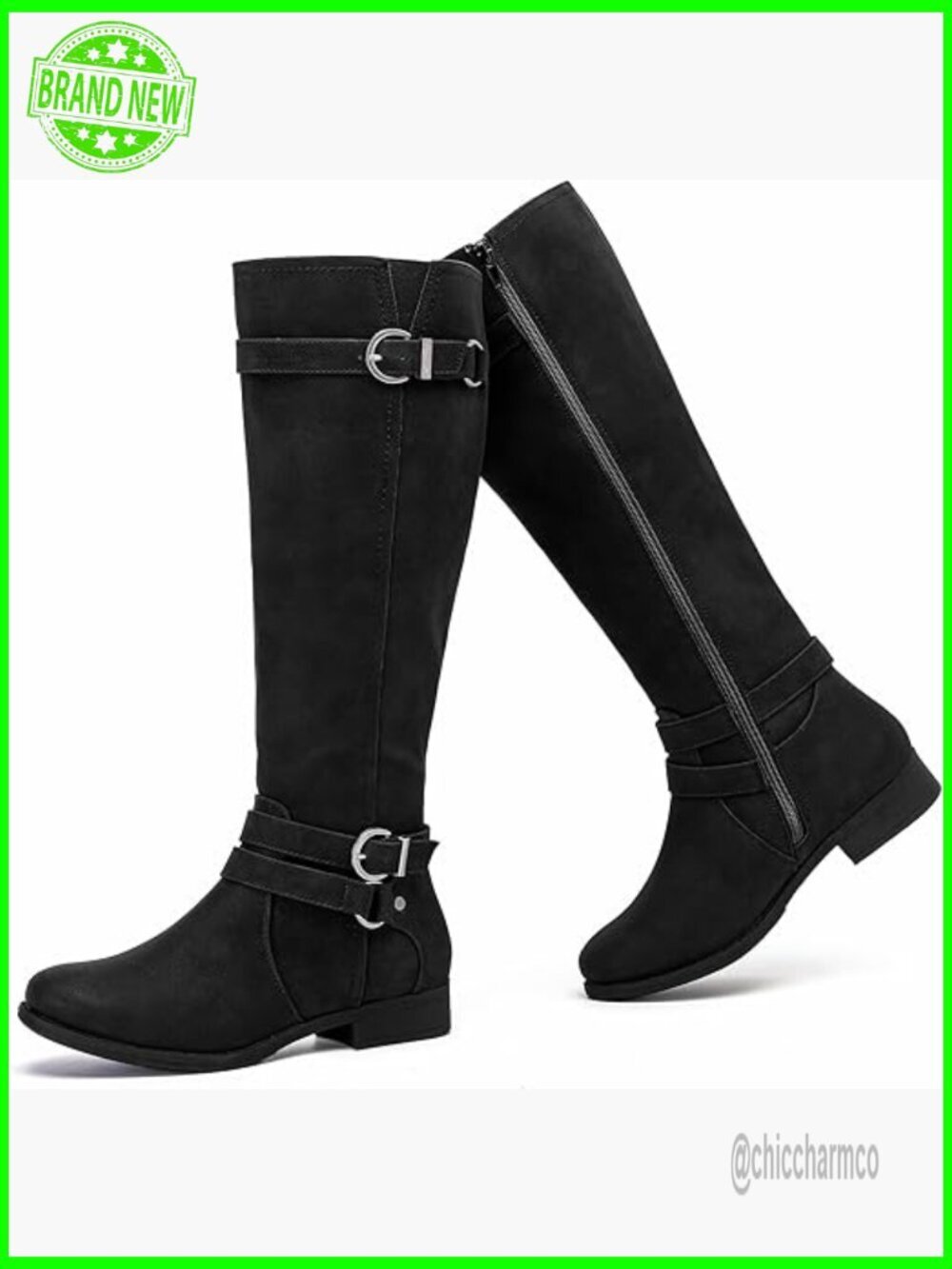 Classic Knee High Combat Boots Side Zip Round Toe Winter Boots